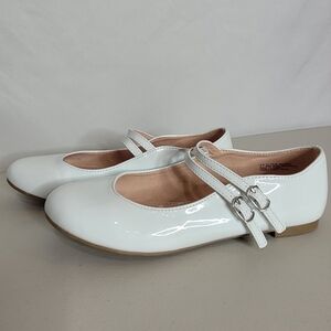 Christie & Jill Girls Tulip Flat White Mary Janes Dress Shoe - Size 4